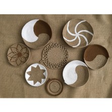 8 Parça Beyaz Jüt Hasır Halat Ip Duvar Dekoru, Makine Dikişli, Yüksek Kalite