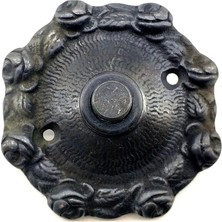 Antika Tarz Dekoratif Pirinç Güllü Kapı Zili - 75MM, Oksit