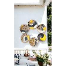 Renkli Hasır Duvar Tabağı ve Sepet Seti, 6'lı, Sıcak ve Doğal Dekor Seçeneği