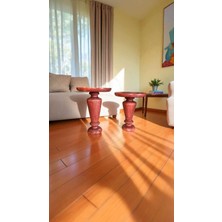 Simillo Home & Living Dekoratif Ahşap Mantar Sehpa 2’li Set – Maun Renk Yan Sehpa Modelleri