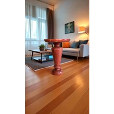 Simillo Home & Living Rustik Doğal Ahşap Tekli Sehpa – Maun Renk Mantar Yan Sehpa