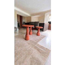 Simillo Home & Living Ahşap Mantar Sehpa Takımı 3 Parça – Maun Renk Yan Sehpa Seti