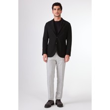 Siyah Balıksırtı Desen Torba Cep Slim Fit Erkek Ceket