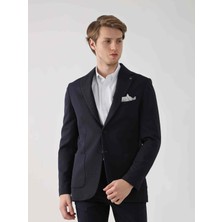 Dufy Lacivert Erkek Slim Fit Mono Yaka Ceket