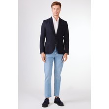 Lacivert Mono Yaka Slim Fit Erkek Ceket