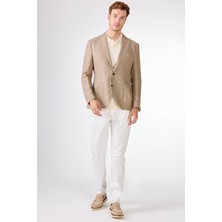 Bej Mono Yaka Slim Fit Erkek Ceket