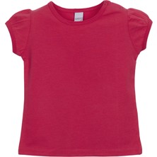 Koyu Fuşya Basic Kız Bebek Çıtçıtlı Sıfır Yaka Karpuz Kol Tişört