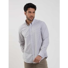 Dufy Bej Erkek Regular Fit Pitikare Desenli Düğmeli Yaka Uzun Kol Gömlek