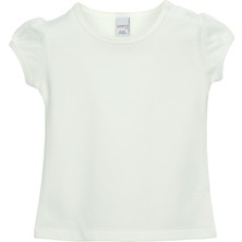 Ekru Basic Kız Bebek Çıtçıtlı Sıfır Yaka Karpuz Kol Tişört