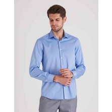 Dufy Koyu Mavi Erkek Slim Fit Düz Gömlek-DU2999011001A