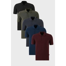 Buratti Pamuklu Regular Fit Düğmeli Polo Yaka 5'li Paket T Shirt Erkek T Shirt 5902127S5