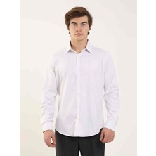 Dufy Gri Erkek Slim Fit Çizgili Klasik Yaka Uzun Kol Gömlek