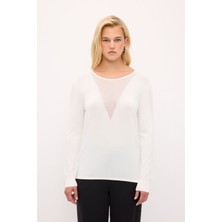 Love My Body Yakası File Detaylı Triko Bluz Kemik 115L9168000