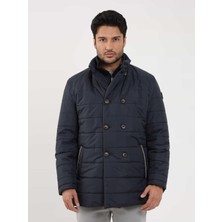 Dufy Lacivert Erkek Regular Fit Düz Kapüşonlu Şişme Mont