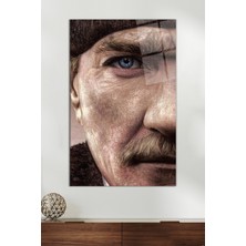 Renkli Mustafa Kemal Atatürk Cam Tablo, Modern Ev ve Ofis Dekoru, Hediyelik Duvar Dekorasyonu