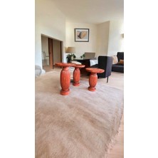 Simillo Home & Living Maun Renk Ahşap Mantar Sehpa 3lu Set Yan Sehpa Takımı