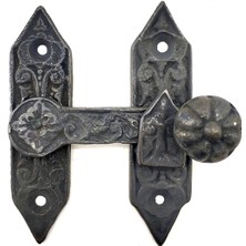 Antika Tarz Dekoratif Pirinç Kapı, Pencere Mandalı - 86X72 Mm, Oksit