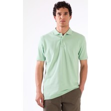 Mint Yeşili Polo Yaka Pamuklu Düz Renk Slim Fit Erkek T-shirt