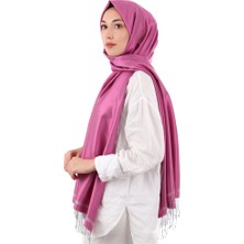 Fuşya Gri Çift Taraflı Ipek Şal