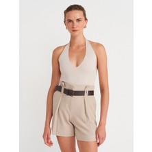 10794 Halter V Yaka Basıc Bluz-Taş