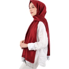 Bordo Siyah Çift Taraflı Ipek Şal