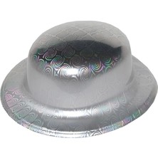 Gümüş Renk Hologramlı Plastik Yuvarlak Melon 27X24 cm