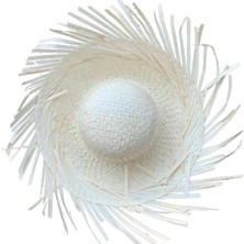 Tropikal Parti Beyaz Hasır Hawaii Şapkası 13X36 cm