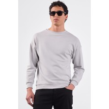 Açık Gri Bisiklet Yaka Regular Fit Erkek Sweatshirt