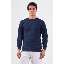 Lacivert Bisiklet Yaka Regular Fit Erkek Sweatshirt