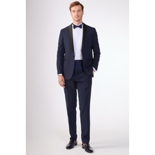 Dufy Lacivert Erkek Modern Fit Çizgili Smokin Takım-DU3202414005