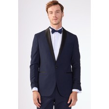 Dufy Lacivert Erkek Modern Fit Çizgili Smokin Takım-DU3202414005