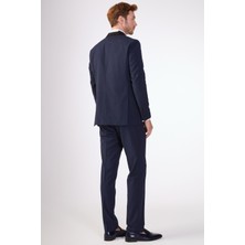 Dufy Lacivert Erkek Modern Fit Çizgili Smokin Takım-DU3202414005