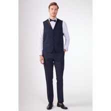 Dufy Lacivert Erkek Modern Fit Armürlü Smokin Takım-DU3202414003