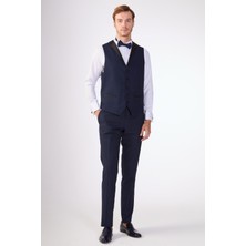 Dufy Lacivert Erkek Modern Fit Armürlü Smokin Takım-DU3202414003