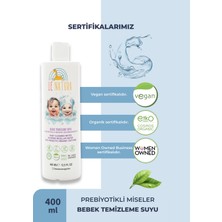 Le Natura Organik & Vegan Sertifikalı, Prebiyotikli & Glutensiz Bebek Temizleme Suyu - Durulanmayan Miseler Su - 400 ML