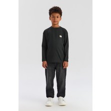 Nebbati Antrasit Renkli Bg Store Erkek Çocuk TShirt Uzun Kol Normal Yaka Günlük Stil %100 Pamuk