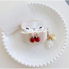 MobaxAksesuar Apple Airpods Pro 1. / 2. Nesil ile uyumlu Kılıf Kalp Leopar Taş Kiraz Desenli Fiyok Tutmalı Kılıflar