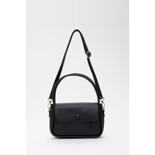 Siyah SHK97 Suni Deri Ön Cep Detaylı 2 Bölmeli Ayarlanabilir Askılı El,kol ve Omuz Çantası