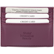 SHAKA Mor SHK68 Unisex Suni Deri Süper Ince Model Kağıt Para Bölmeli Kredi Kartı ve Kartvizitlik Kartlık Cüzdan