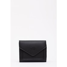 Siyah SHK67 Suni Deri Bozuk ve Kağıt Para Bölmeli Çıtçıtlı Kartlıklı Zarf Model Cepli Cüzdan