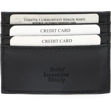 SHAKA Siyah SHK68 Unisex Suni Deri Süper Ince Model Kağıt Para Bölmeli Kredi Kartı ve Kartvizitlik Kartlık Cüzdan