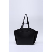 Siyah Shk163 Çift Askılı, Makyaj Çantalı, Çıtçıtlı Büyük Boy El, Kol ve Omuz Çantası