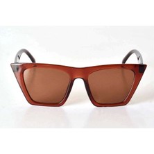 Kahverengi Şeffaf Çerçeveli Unisex Güneş Gözlüğü - Moda Gözlük