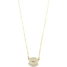 Yenisini Al Taşlı Göz Kolye - Altın