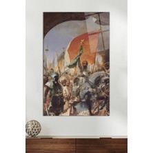 Istanbul Fethi Fatih Sultan Mehmet Cam Tablo, Modern Ev ve Ofis Dekoru, Hediyelik Duvar Dekorasyonu