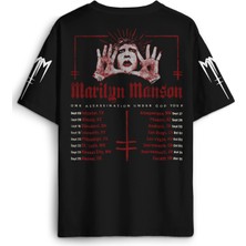 Marilyn Manson T-Shirt Tour Rock Metal Müzik Baskılı Siyah Oversize Tişört