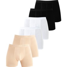 6'lı Paket Erkek Pamuklu Likralı Esnek Kumaş Renkli Boxer