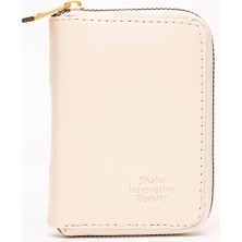 Krem SHK63 Kartlıklı Bozuk Para ve Kağıt Para Bölmeli Fermuarlı Şık Suni Deri Cüzdan