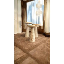 Simillo Home & Living Naturel Renk Ahşap Mantar Sehpa 3lu Set Yan Sehpa Takımı