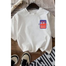 Unisex Çocuk Pamuklu Bisiklet Yaka Baskılı T-Shirt